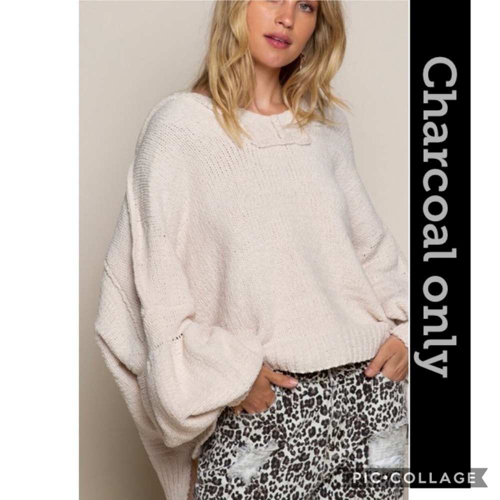 SALE!! 1 Left! Charcoal Oversized Sweater - Picture 6 of 6